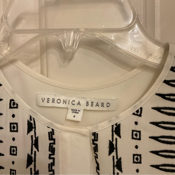 Veronica Beard silk tunic, ivory w/ black detailed embroidery, Long sleeve, Sz 4 - Picture 7 of 13